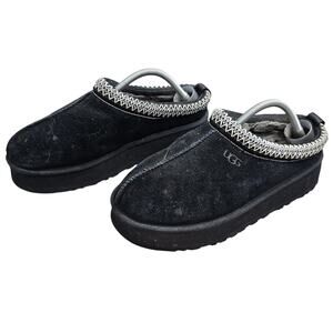 UGG Tazz Slipper Shoes Womens 11 Black Platform Suede Shearling Slip On Tasman